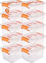 10 Pcs Small Storage Boxes with Lids, 19 x 14.5 x 11 cm Clear Storage Box with Lid BPA-Free, 3 L Plastic Storage Box with Lid Small, Stackable Plastic Storage Tubs for Shelves Organisation