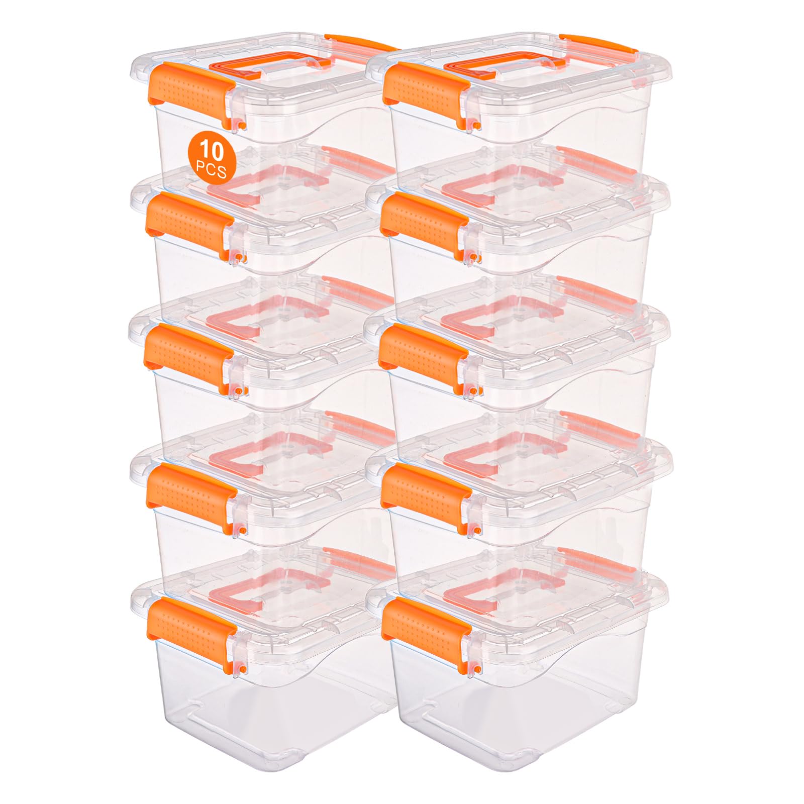 ZOFUN 10 Pcs Small Storage Boxes with Lids 19 x 14.5 x 11 cm