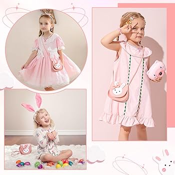 BTHRORO Borsetta per Bambini Set Gioielli,Coniglio Collana Bracciale Orecchini Anelli Principessa Borsa Kit Gioielli per Vesti bene e Giochi di Ruolo Accessori Regalo