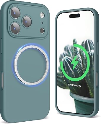 SURPHY Case for iPhone 17 Pro Max Case Compatible with MagSafe 6.9 inch 2025, Liquid Silicone 17 Pro Max Phone Cases Whit Soft Microfiber Lining, Cactus Green