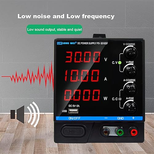 Miniatura 5 de Fuente de alimentación de CC variable, fuente de alimentación de banco de CC regulada de conmutación ajustable de 30 V 10 A con pantalla de