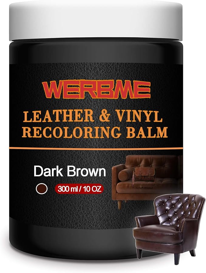 WERBME Leather Recoloring Balm, 10 OZ Dark Brown Leather Dye Recolor, Leather