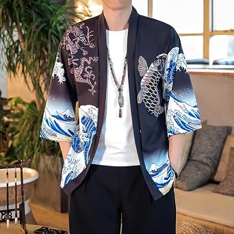 Men's Japanese Kimono Cardigan, Japanese Style Cat Streetwear Men Women Cardigan Japan Anime Robe Anime Clothes 2021 Summer