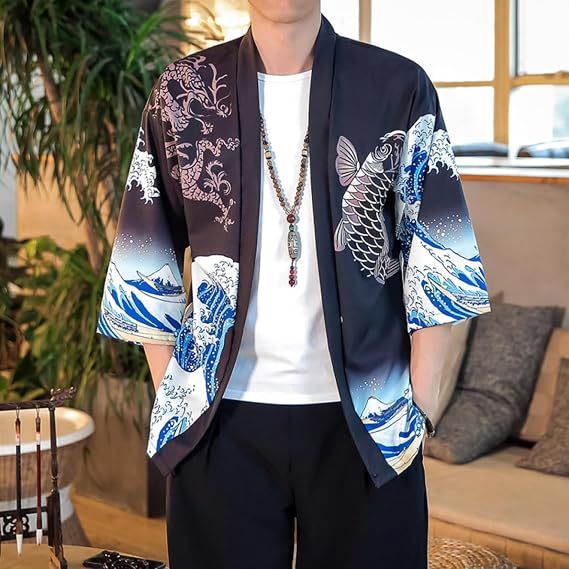 Men's Japanese Kimono Cardigan, Japanese Style Cat Streetwear Men Women Cardigan Japan Anime Robe Anime Clothes 2021 Summer