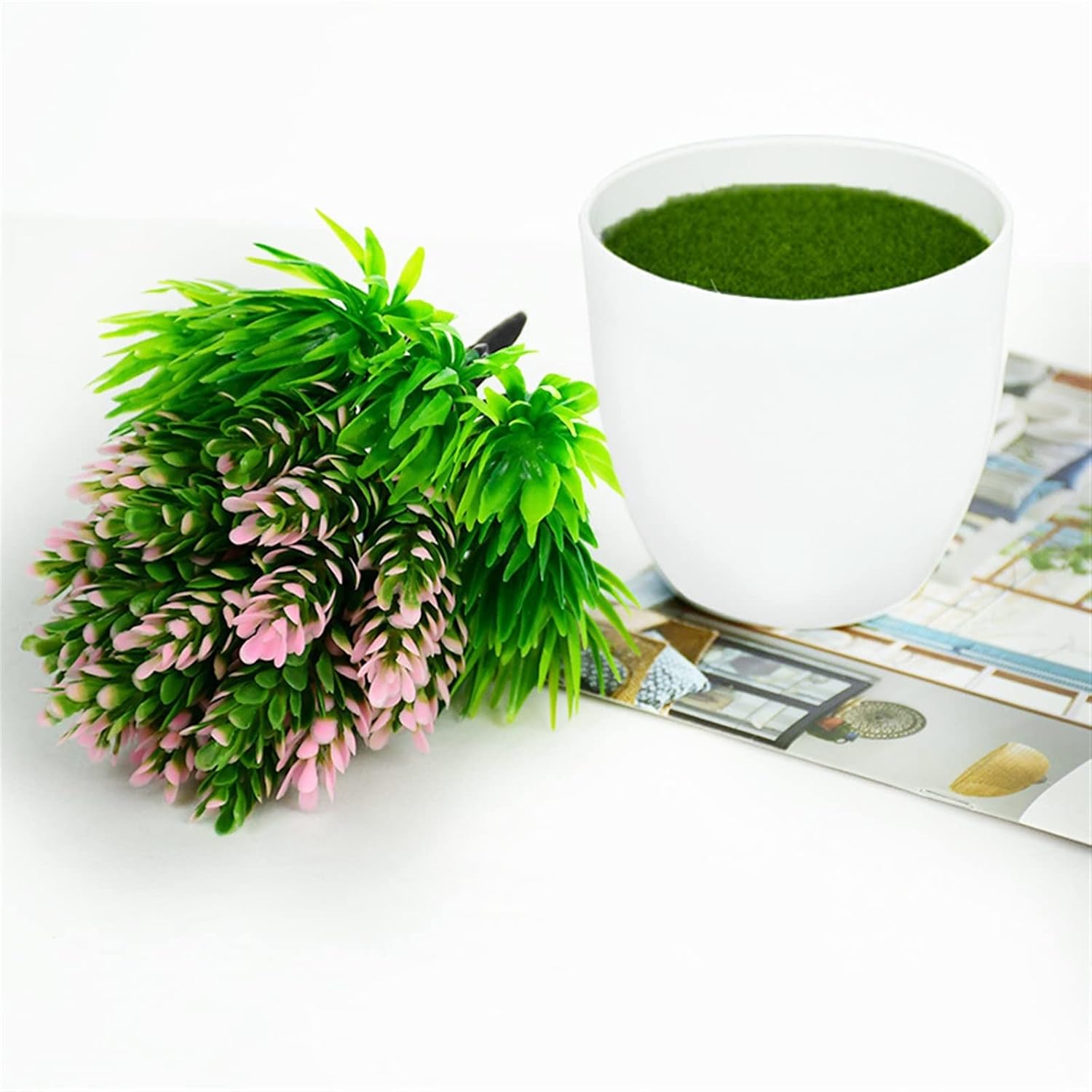 人工盆栽 人工植物 グリーン盆栽 小さな植木鉢植物 フェイクフラワー 鉢植えオーナメント ホームガーデンパーティー クラフトプラント
