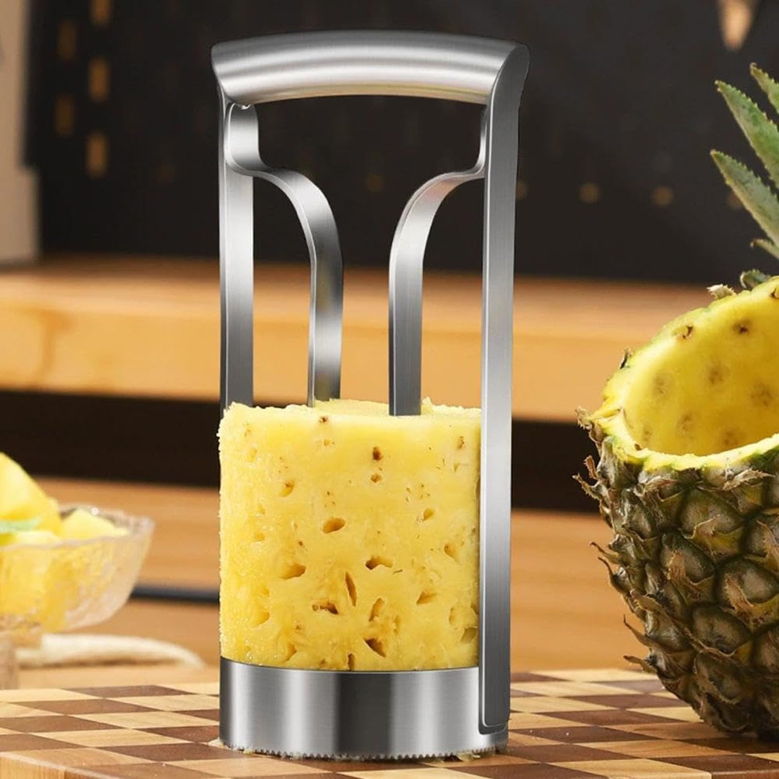 Ananasschneider, Aus Edelstahl, Verbessert Griff Ananasschneider, Ananas Slicer Cutter Maschine Obst Für Familien Hotel,Silber