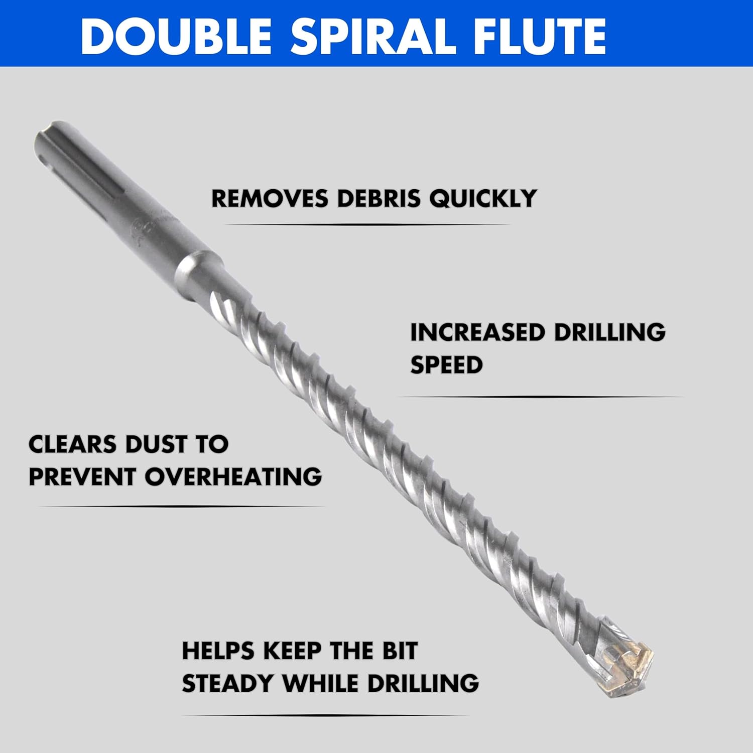 SOMADA 5/8-Inch x 15-Inch SDS MAX Long Drill SDS-MAX Rotary Hammer Drill Bit 4-Cutter Carbide Tip for Concrete, Brick, Stone and Masonry Drilling