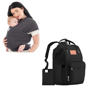KeaBabies Baby Wrap Carrier and Diaper Bag Backpack - All in 1 Original Breathable Baby Sling, Lightweight,Hands Free Baby Carrier Sling - Waterproof Multi Function Baby Travel Bags, Baby Carrier Wrap