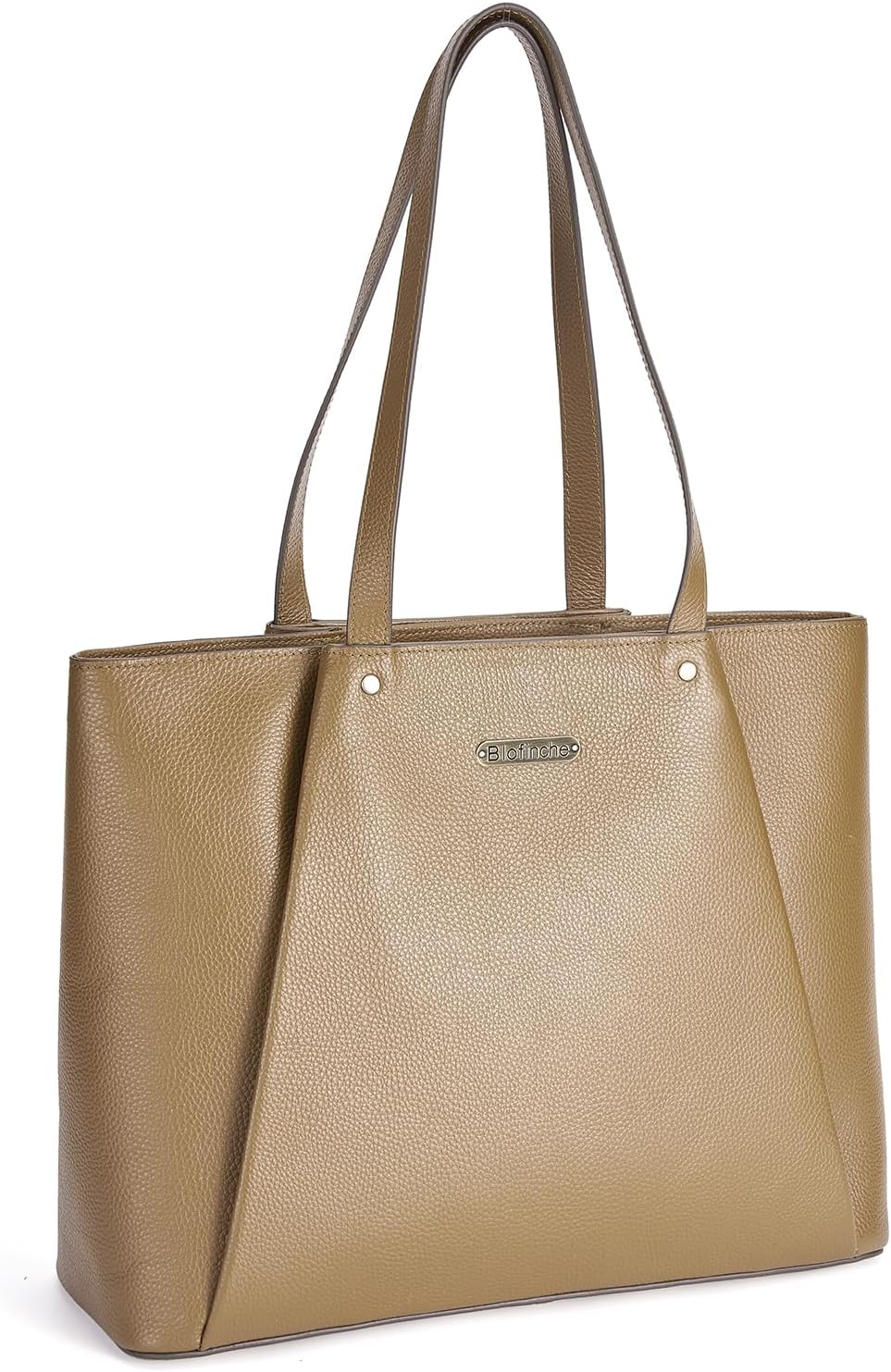 Blofinche Genuine Leather Tote Bag for Women,15.6 Inch Laptop Bag, Large Work Purse for Office Travel Commuter