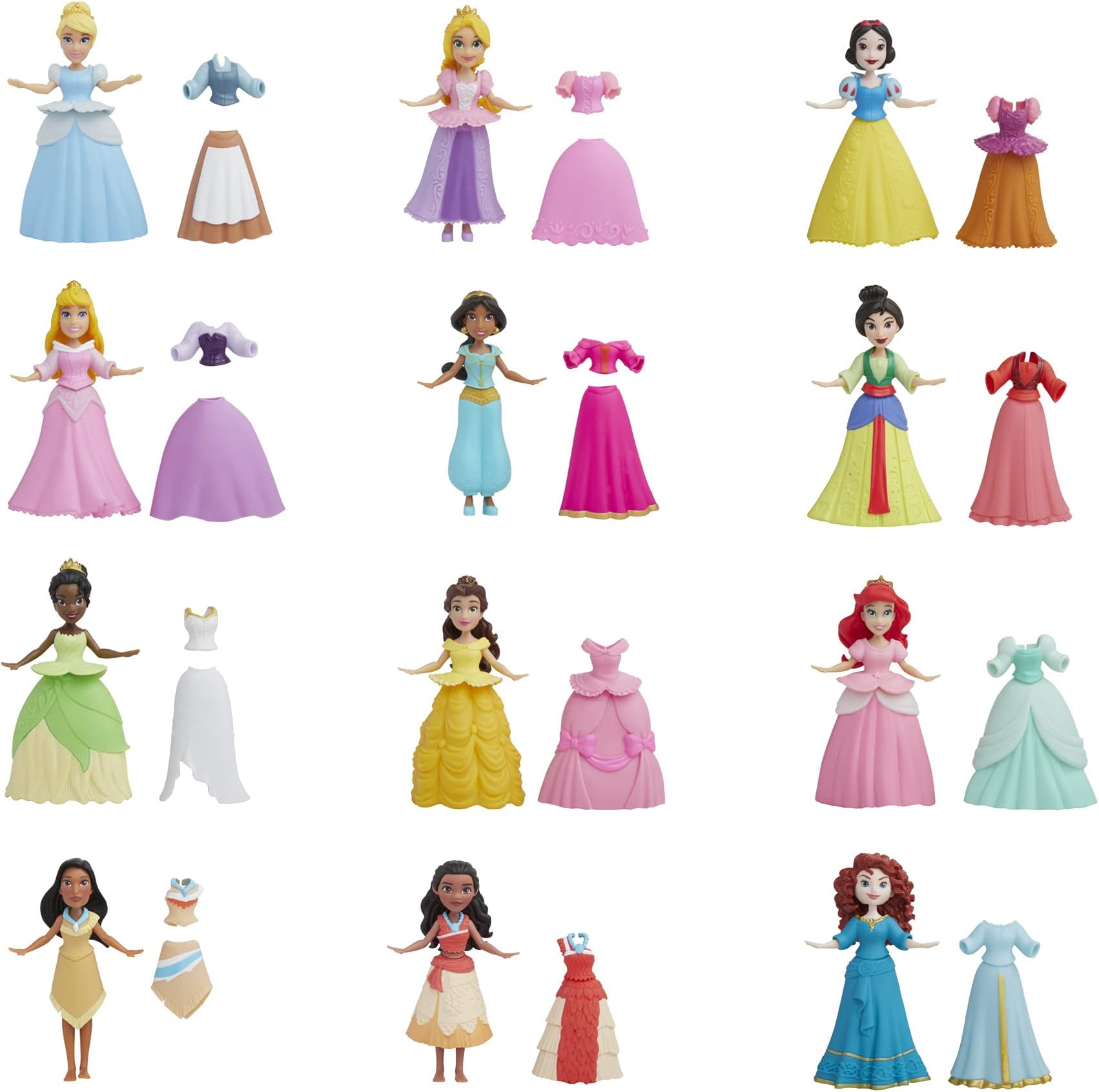 Disney Princess Secret Styles Royal Ball Collection, 12 Small Dolls with Dresses, Toy for Girls Ages 4 Years and Up (Amazon Exclusive)