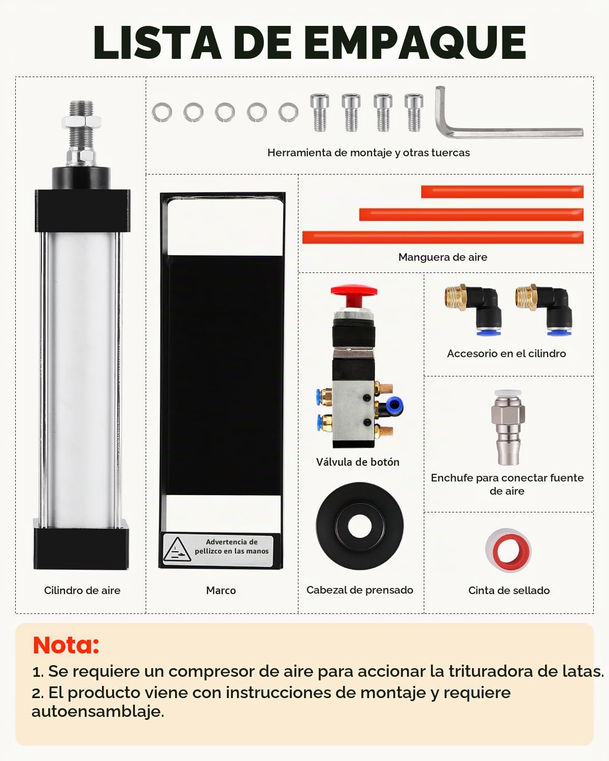 YUCHENGTECH Trituradora de Latas Neumática 12oz~16oz | Rompelatas de Aluminio Montado en la pared Rompelatas de Cilindro Neumático Resistente