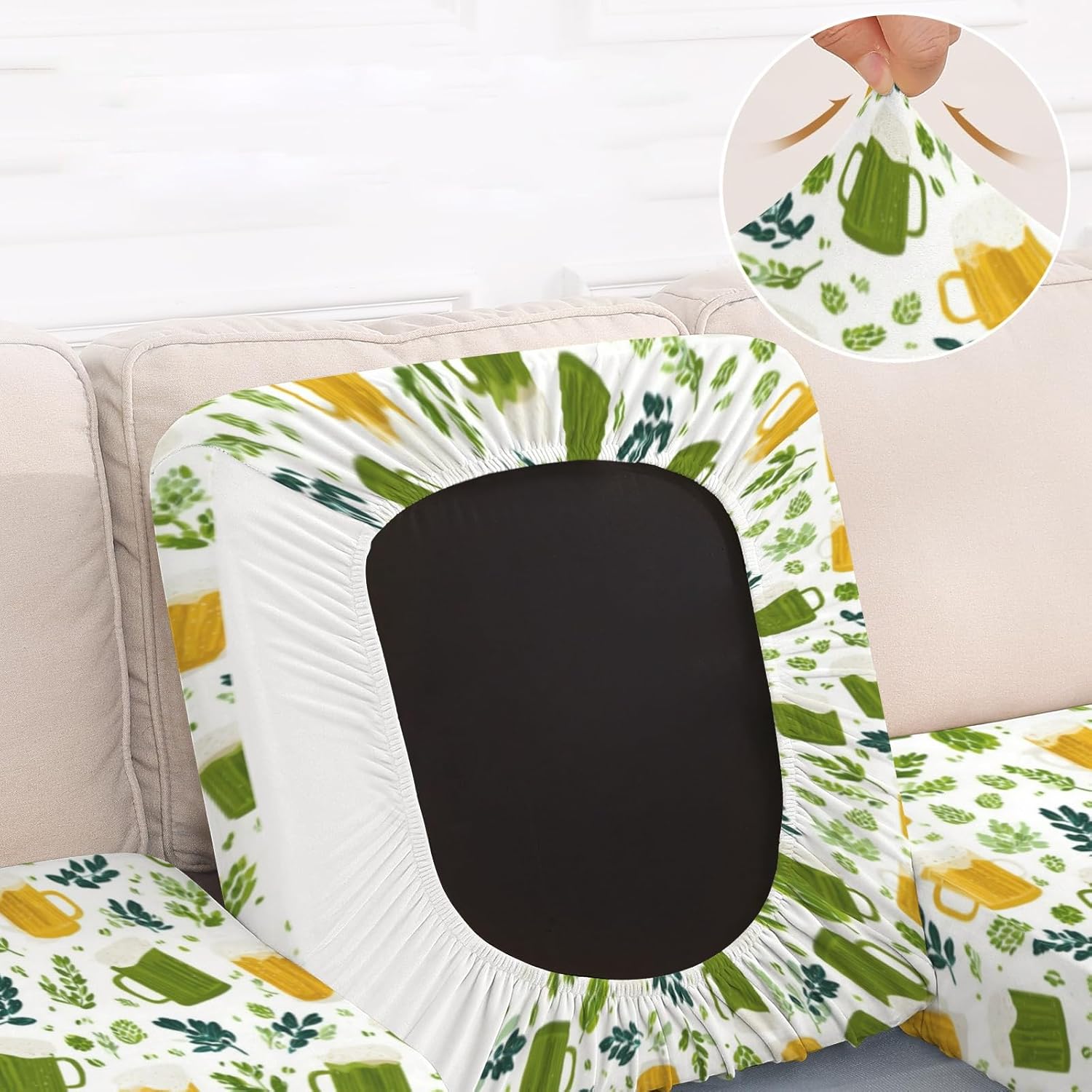 Garden Beer Art Loveseat Covers Couch Covers for 2 Cushion Couch, 2-Piece Stretch Sofa Slipcovers Anti-Slip Washable Furniture Protectors for Dogs Pets