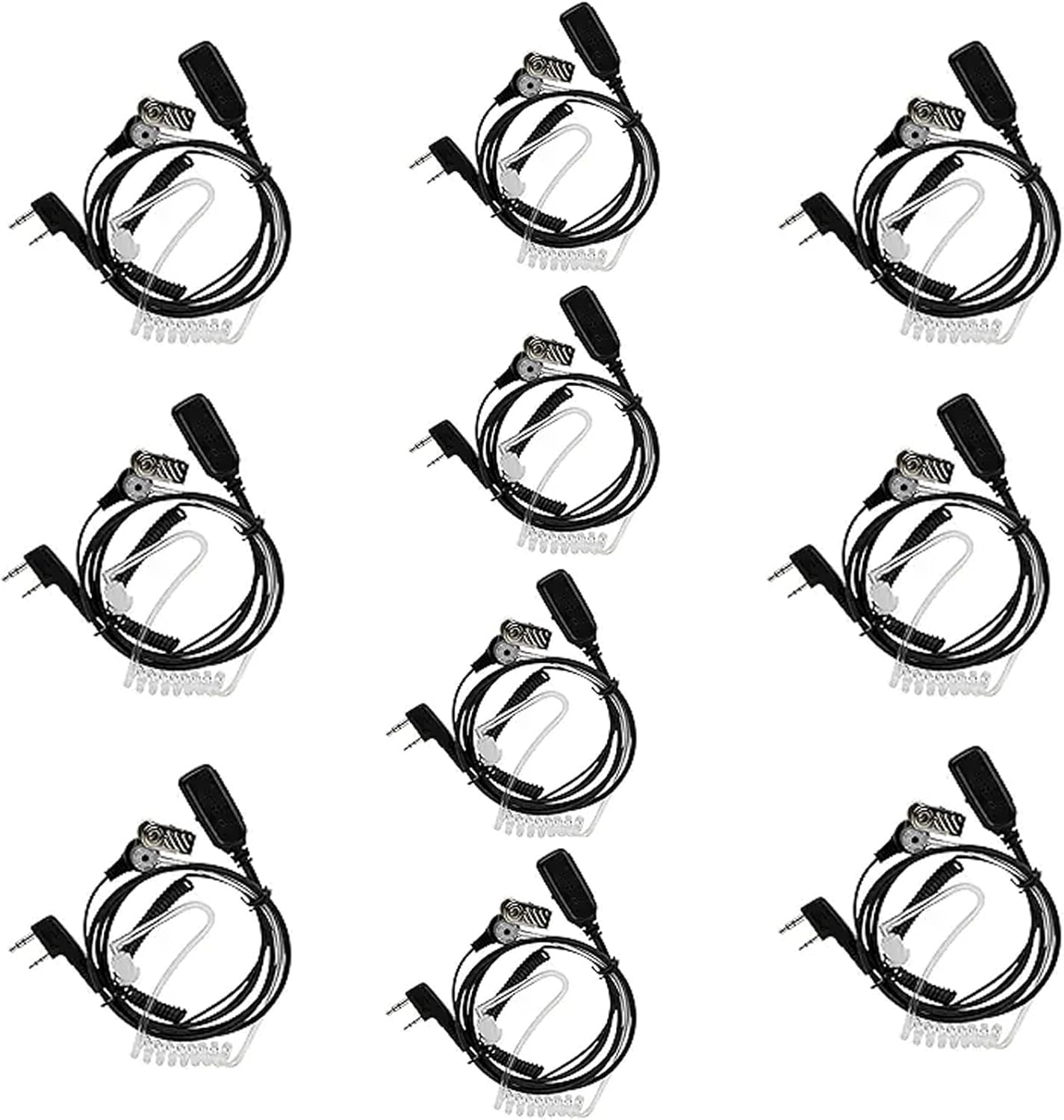 Retevis Walkie Talkie Earpiece with Mic, VOX, Coil Tube, for RT22 RT21 RT68 H-777 RT68H, Compatible with Pxton, Baofeng BF-888S, Kenwood walkie talkies, Acoustic Tube Radio Earpiece(10 Pack)