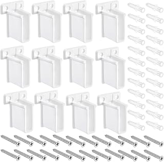 12 Pack Wire Shelf End Bracket, Plastic Closet Shelves Brackets, Wall Mount Brackets for Shelves Closet, Screws Included ( White )