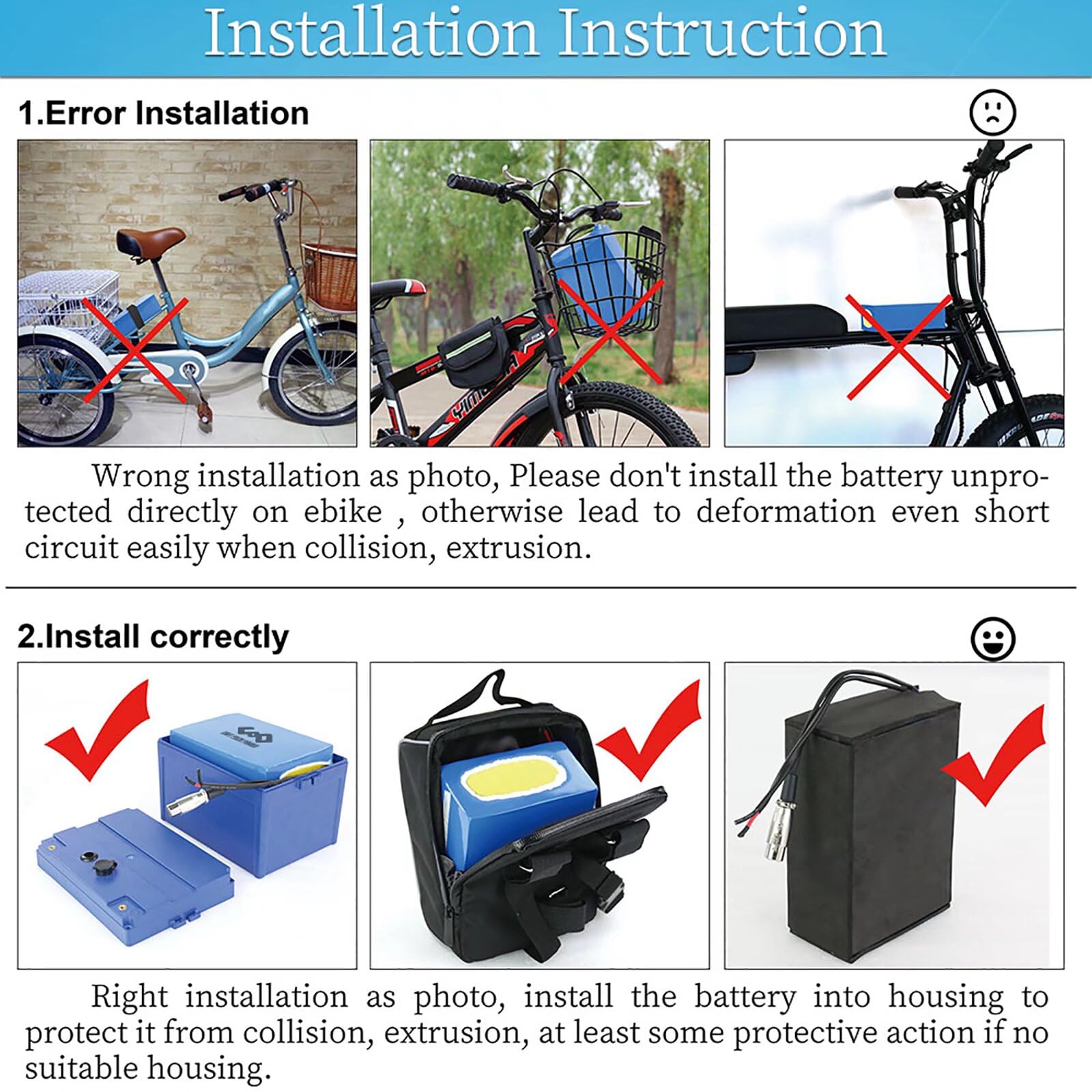 48V 40Ah Batterie de vélo électrique pour 1000W 1500W 1800W 2000W 2200W Ebike Motor