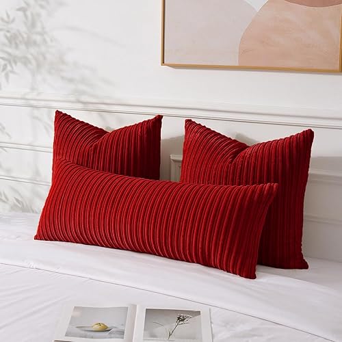 Miniatura 606 de UGASA - Juego de 2 fundas de almohada de terciopelo a rayas, funda decorativa para cojín con cremallera oculta para el hogar, sofá, dormitorio,