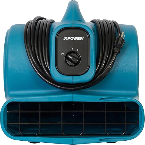Miniatura 48 de XPOWER P-630HC Pro 1/2 HP 2800 CFM Movimiento de aire centrífugo, secadora de alfombras, ventilador de piso, soplador, mango telescópico y ruedas