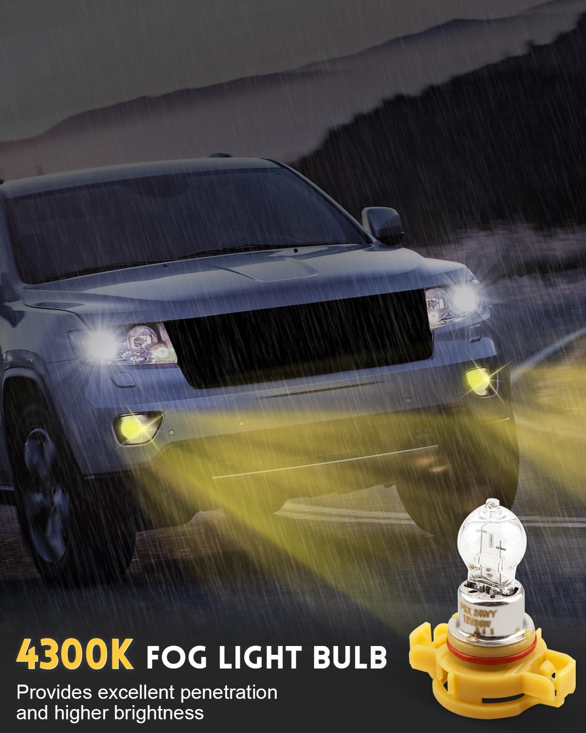 Car Headlight Bulbs 4300K 2504 PSX24W Car Auto Headlight Fog Light Daytime Running Light Bulbs 12v 24w