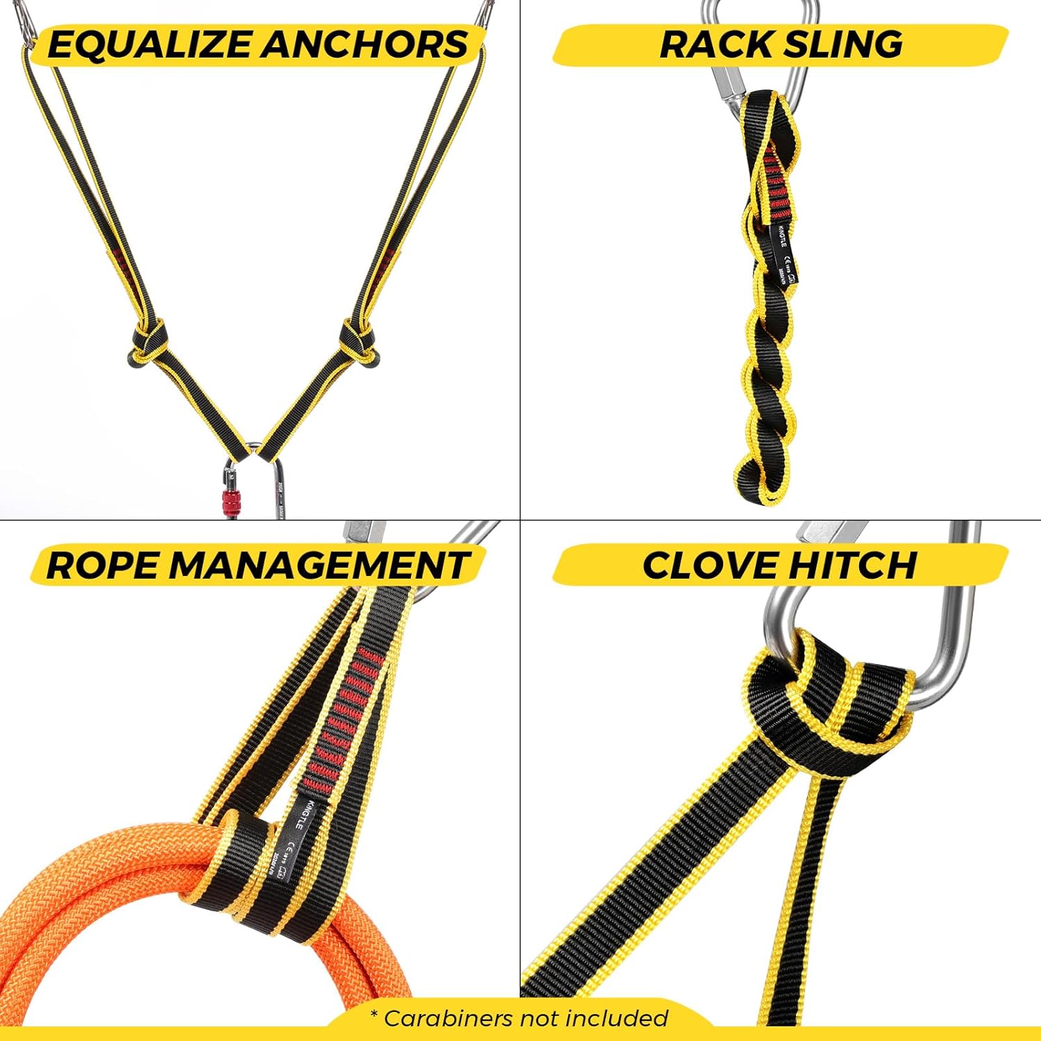 20MM Nylon Climbing Sling Runner 23KN CE2008/EN566 Rock Climbing Webbing Straps for Rock Climbing, Rappelling, Swing, Yoga Hammock etc