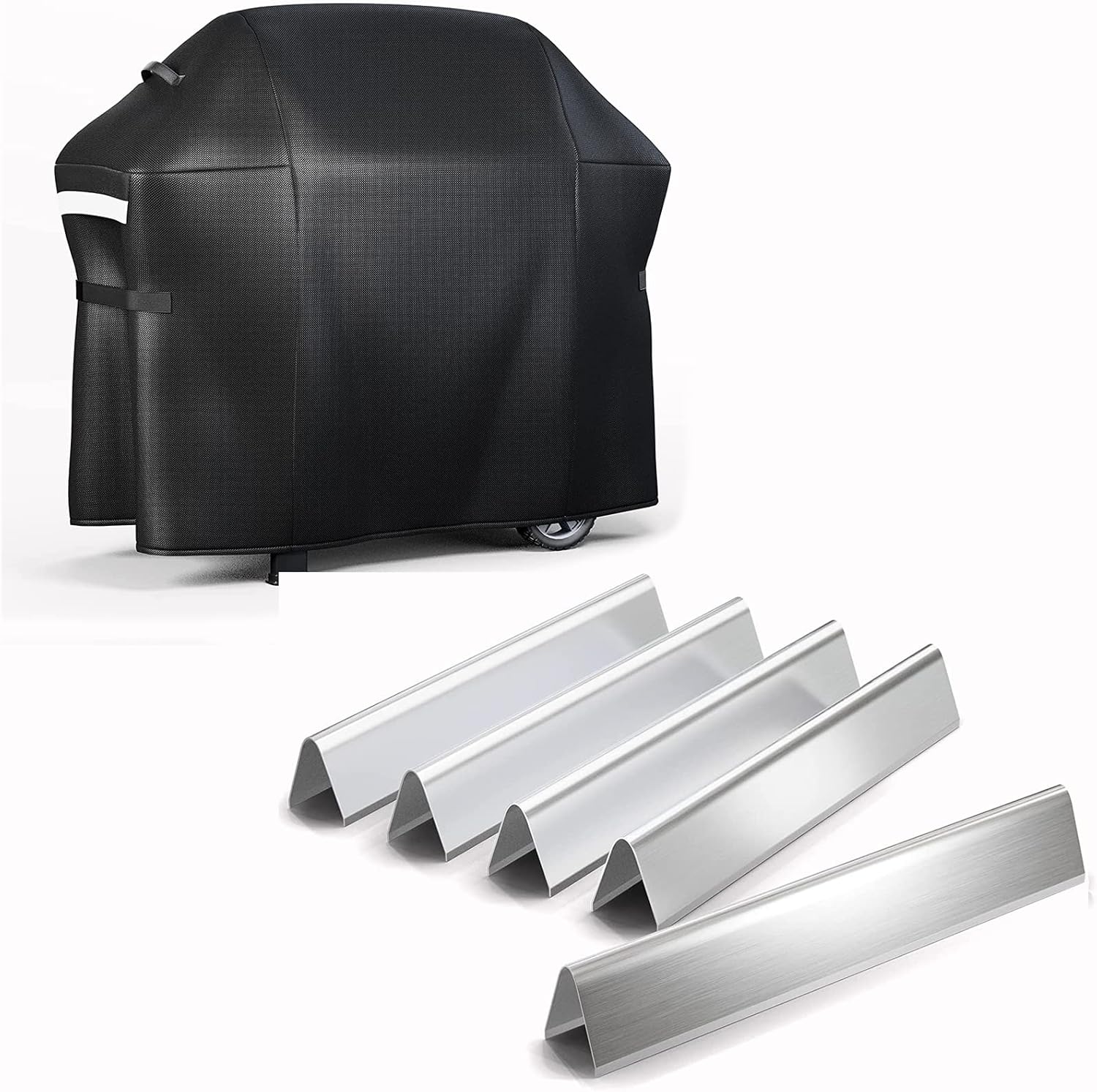 QuliMetal 7636 Stainless Steel Flavorizer Bars and 7139 Grill Burner for Spirit I and II 300 Series with Front Control Knobs