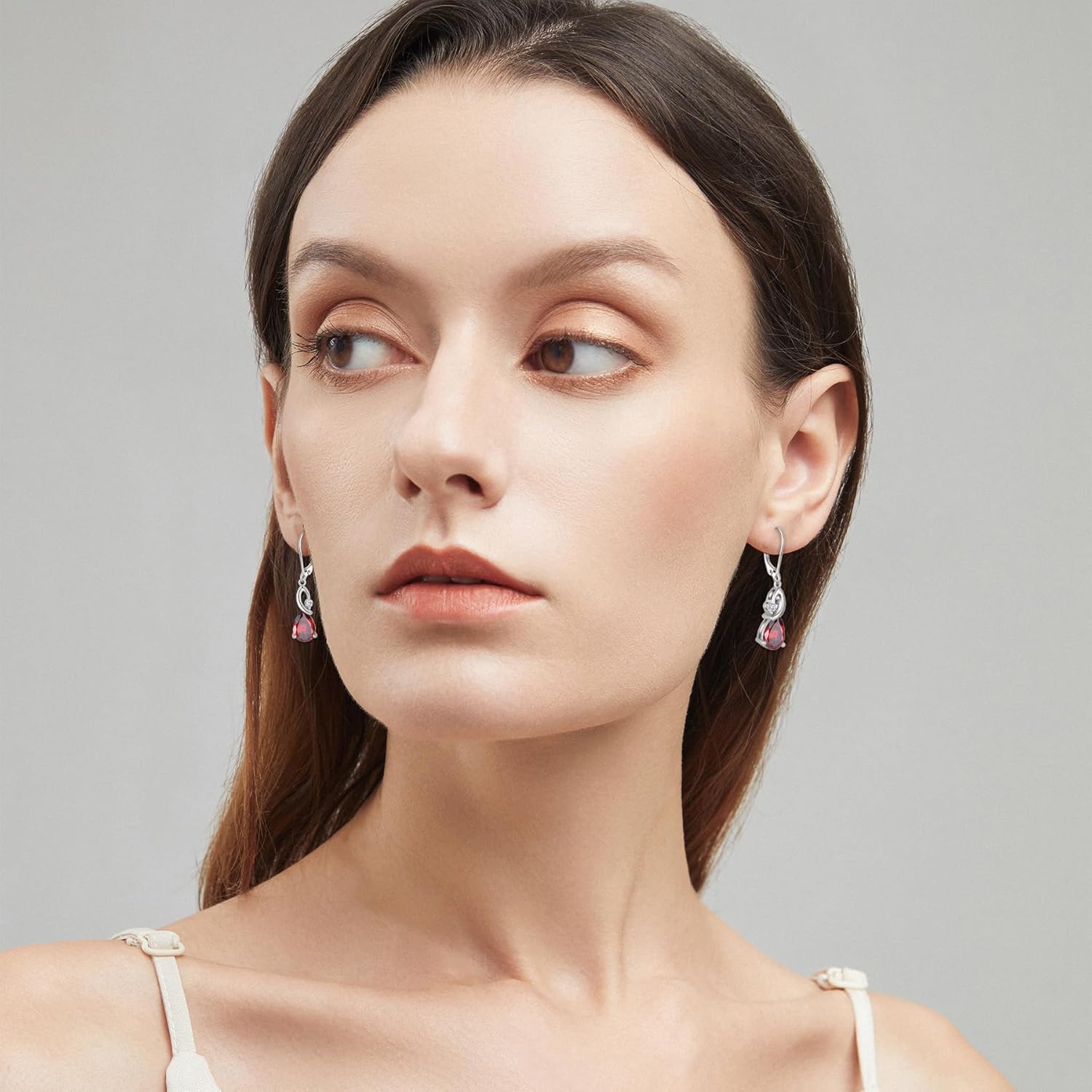 925 Sterling Silver Infinity Dangle Drop Earrings Leverback Earrings 5A Cubic Zirconia Birthstone for Women Anniversary Mother's Day Birthday Christmas for Her - Image 4