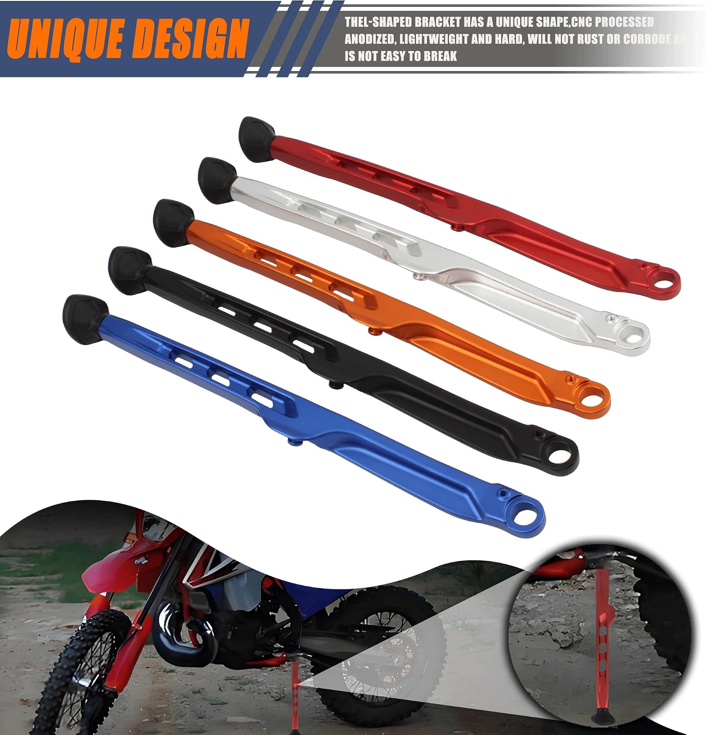 Dirt Bike Kickstand Side Stand Kit Compatible with XC EXC TE TX XCW FE EX EC ES EC - f 125 150 250 300 350 450 500 2023-2024 black