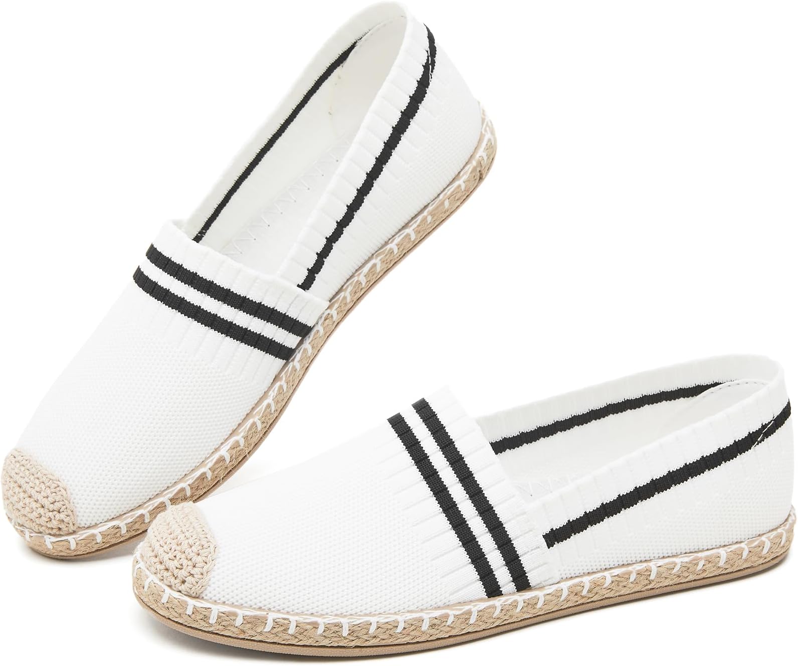 Espadrilles for Women Black Flat Shoes Women White Ballet Loafers Breathable Soft Casual Walking Slip On Shoes Women