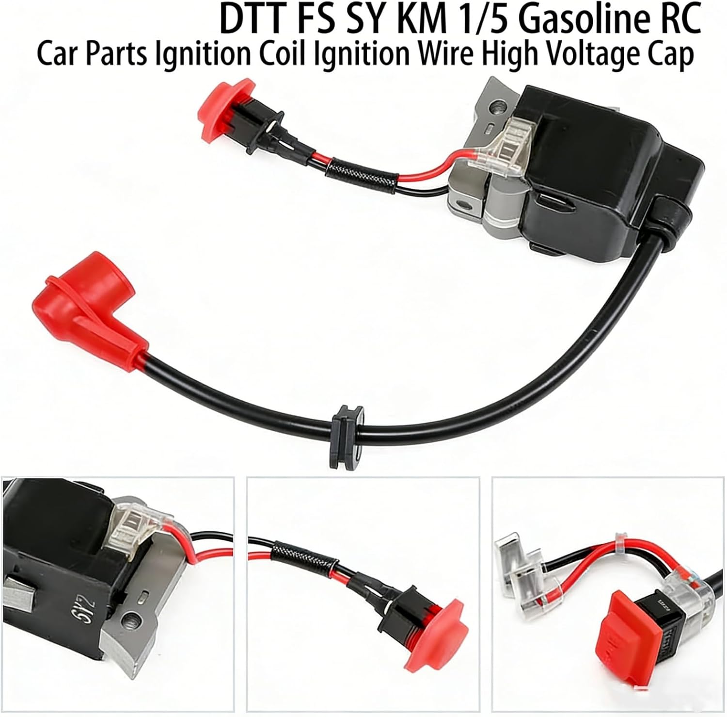 Upgraded Ignition Coil with Red Cap for Zenoah Chongyang 23CC-36CC Engines - Compatible with HPI Baja 5B 5T 5SC and FG REDCAT RC Cars