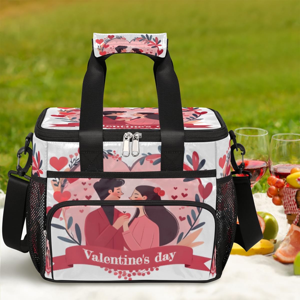 Insulated Picnic Backpack Lunch Box for Women Men Picnic Basket Tote Lunch Bag Picnic Bag Portable Lunch Bags for Picnic, Beach, Work, Trip,Office, Camp Valentine's Day Couple