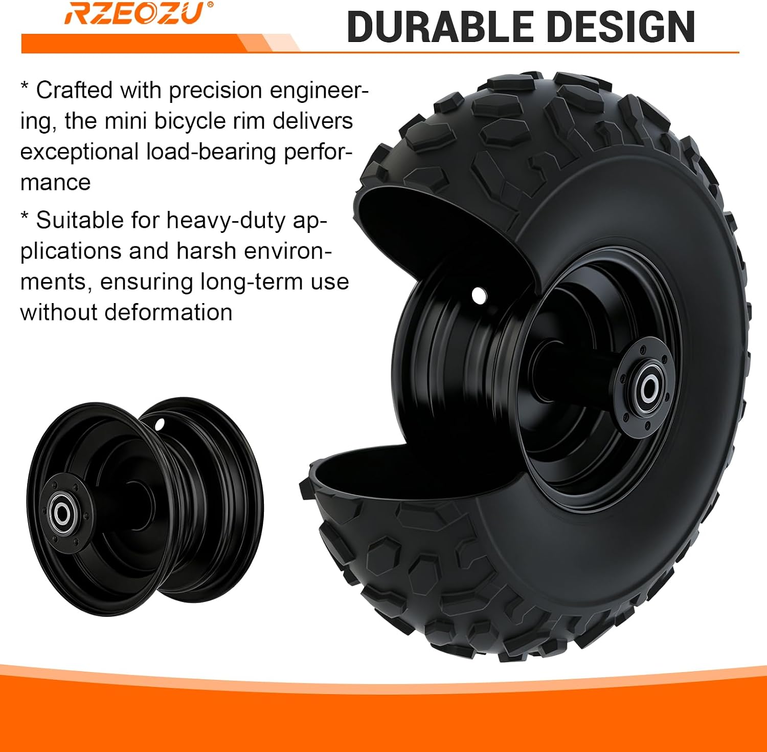 6" Mini Bike Rear Wheel Rims with 180mm Disc Brake Rotor Replacement for Coleman CT100U CC100X Baja Doodlebug DB30 Monster Moto 80 105cc Motovox MBX10 MBX11 Minibike Go Kart Parts