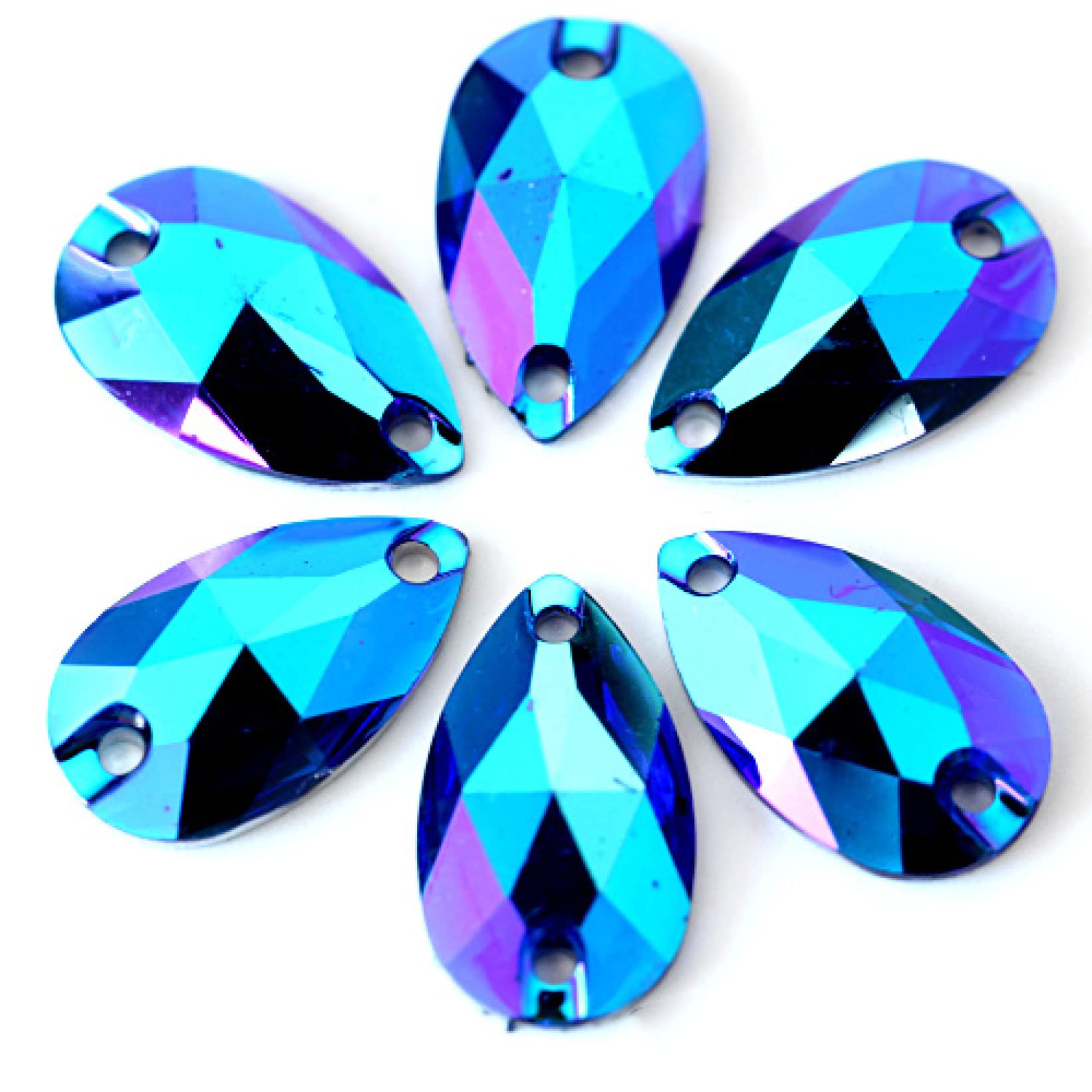 Strass en verre cristal AB saphir goutte d'eau mercerie loisirs créatifs customisation vêtement