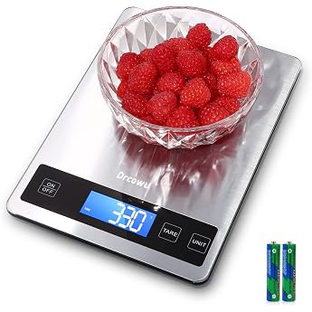 Kitchen Scales Digital 15 kg Kitchen Scales Digital Waterproof with LCD Display Multifunctional Food Scale High Precision up to 1 g Tare Function Touch Button Large Stainless Steel Panel