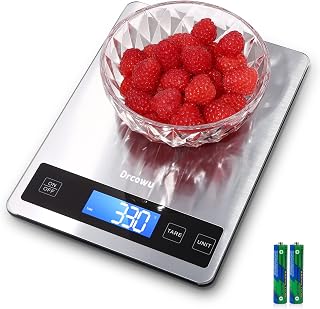 Küchenwaage Digitale 15 kg, Küchenwaage Digital Wasserdicht mit LCD-Anzeige, Multifunktions-Lebensmittelwaage, Hohe Präzision auf bis zu 1g, Tara-Funktion, Touch-Taste, Großer Edelstahl-Panel