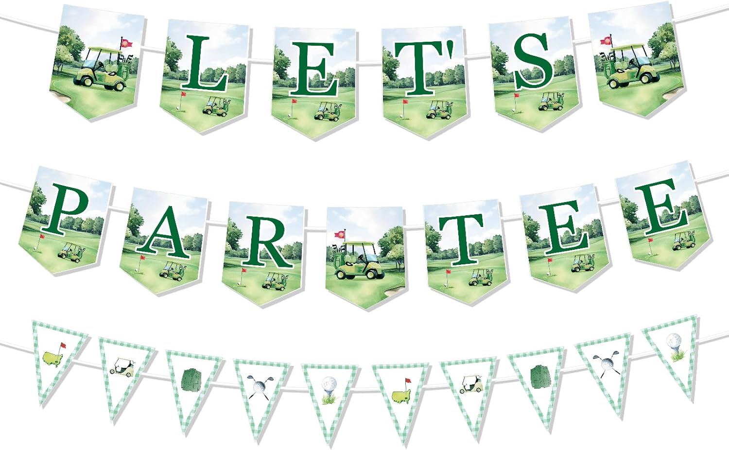 3 Pcs Golf Banner Decorations, Let’s Par Tee Golf Themed Birthday Party Banner, Hole In One Hanging Sign for Indoor Outdoor, Golf Tournament Retirement Father’s Day Party Supplies