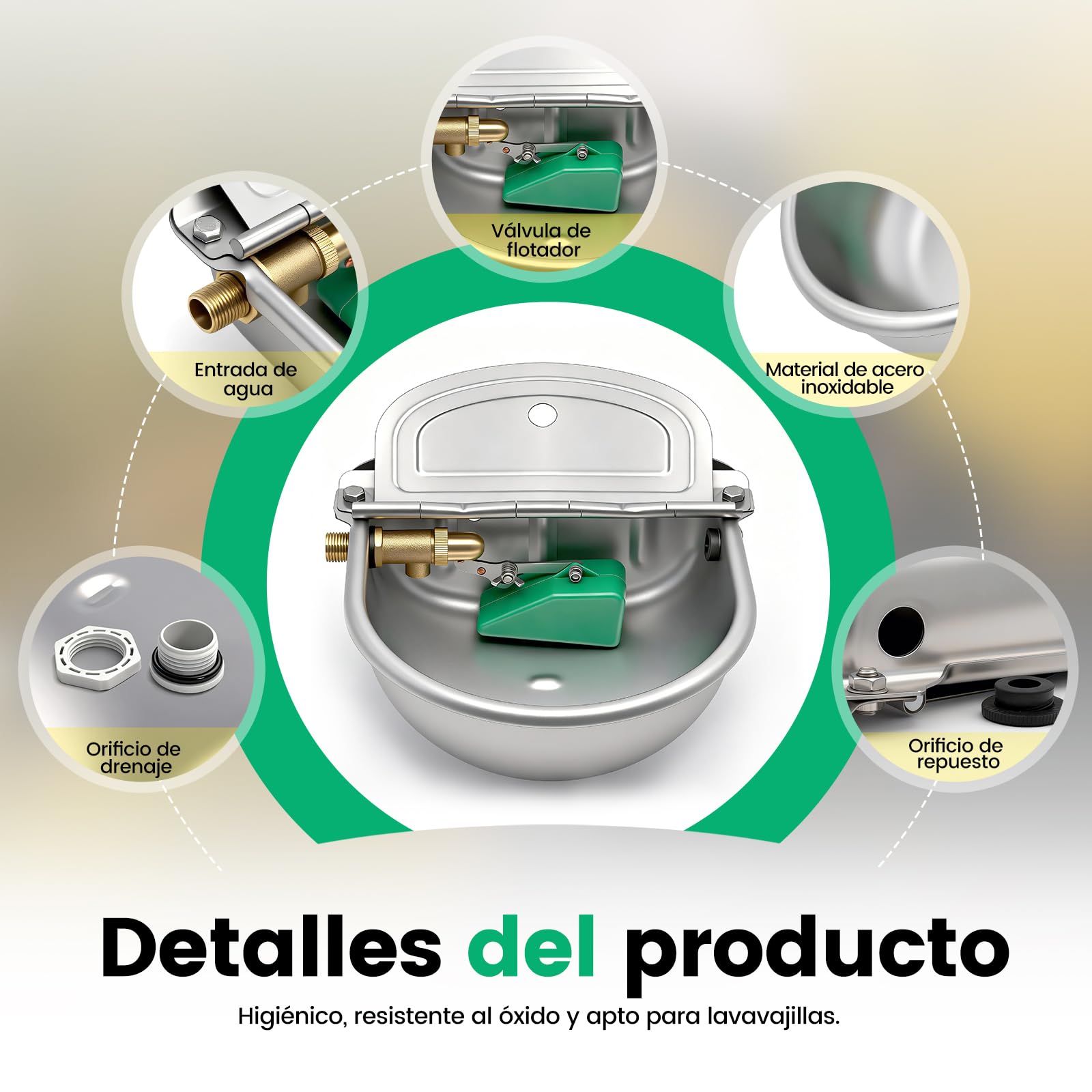 Bebedero Automatico con Valvula Flotador,Acero Inoxidable Bebedero Ganadero,Bebedero Caballos & Vacas Automatico,Bebedero para Ovejas Exterior,Bebedero Automatico para Ganado para Animales