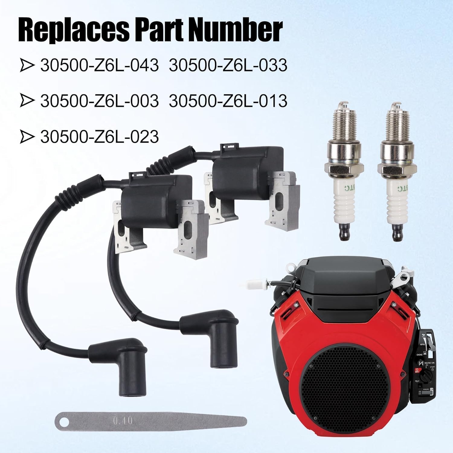 30500-Z6L-033 2-Pack Ignition Coil 30500-Z6L-043 Compatible with Honda GX630, GX660, GX690 Engines Replaces 30500-Z6L-003, 30500-Z6L-013, 30500-ZCN-003