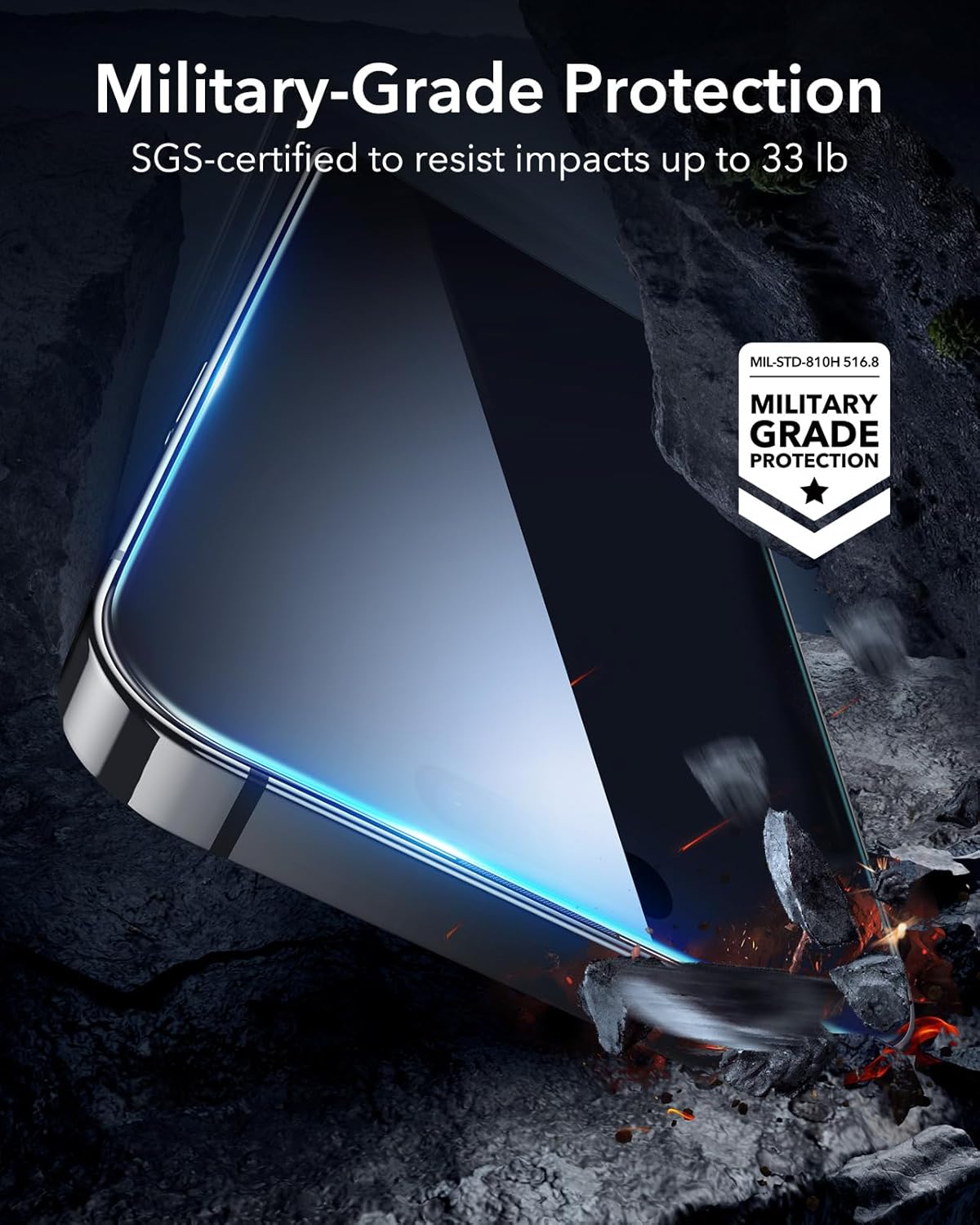 ESR 3 Pack for iPhone 14 Pro Max Screen Protector, [9H Hardness] [Military Grade Shatterproof] Tempered Glass Film with Flawless Fit Tray - Image 6