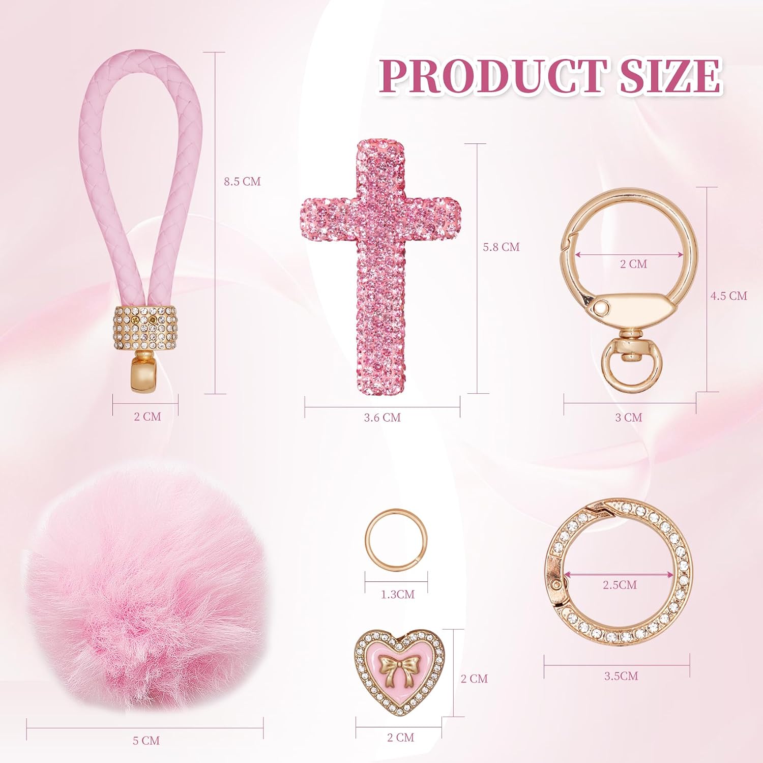 Cross Keychain, Glitter Cross Keys Ring Rhinestones Fashionable Bling Crystal Key Chain for Bag Key Phone Car Accessories image 2