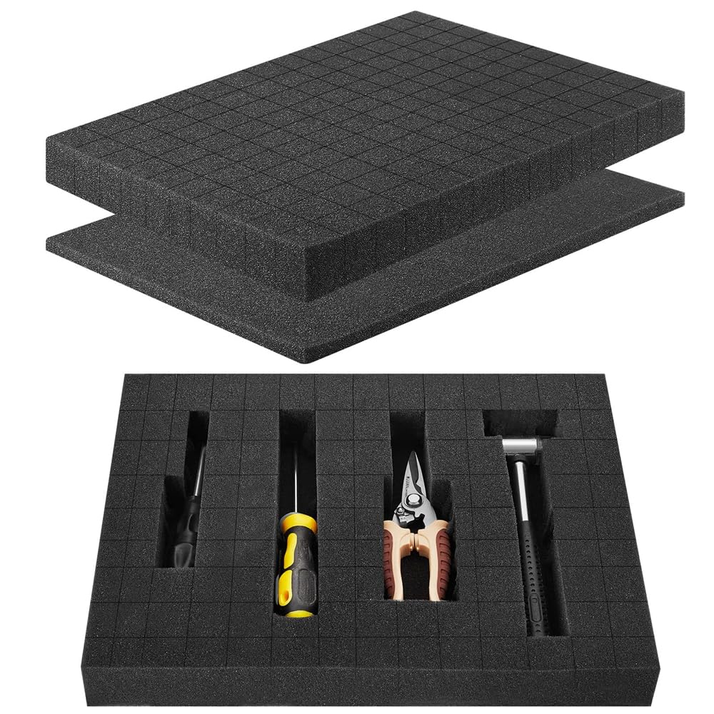 Azonee Pick Apart Foam Insert, 6 Set Pick Pluck Foam, 2 Sizes Pre Cubed Foam Insert for Interlocking Cases Tool Box Foam Padding with Separated Bottom for Camera Packing Storage Board Games
