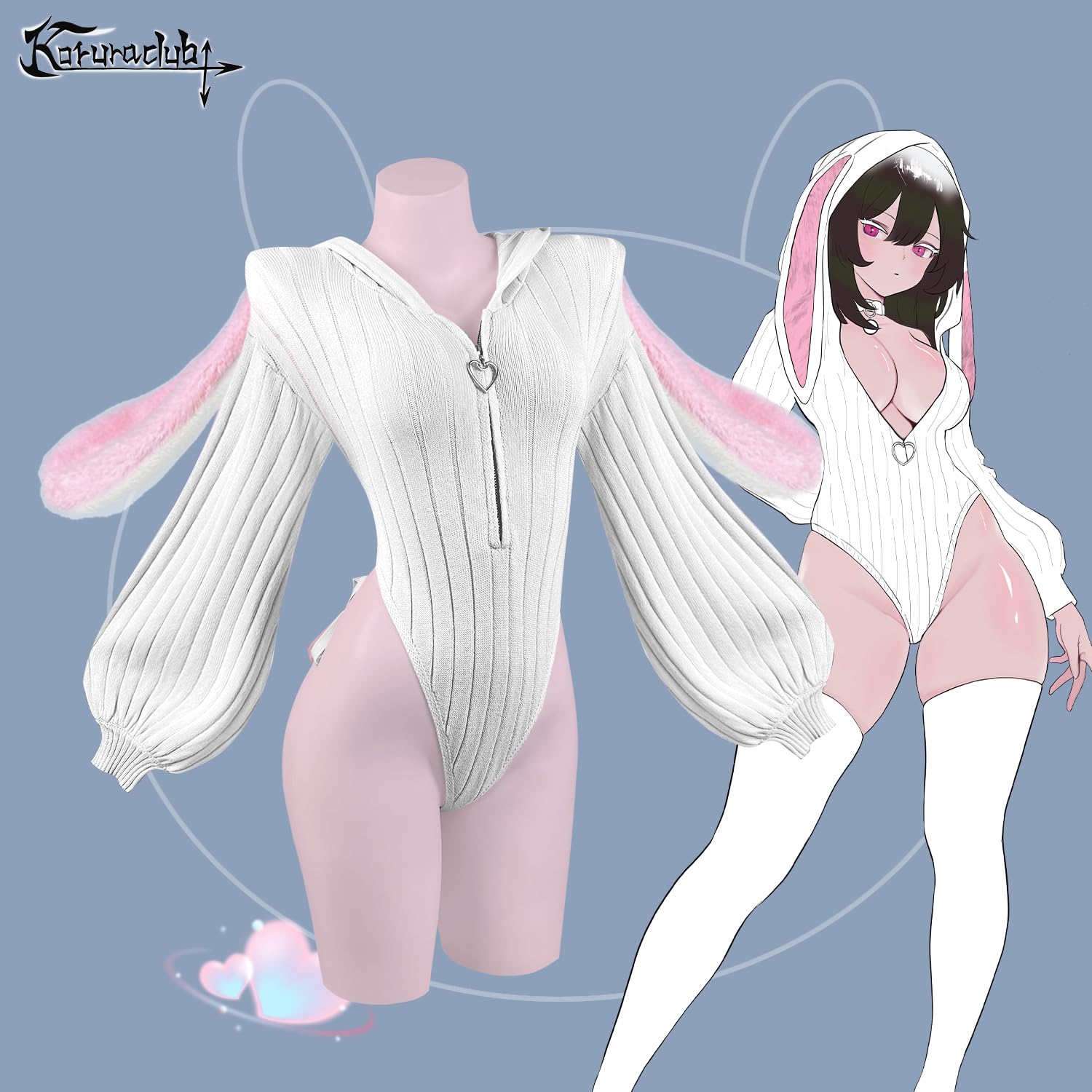 KORURACLUB Cosplay Sexy Bunny Outfit (3-Piece Set) Cosplay lingerie for women Animal Costumes Bunny Bodysuit