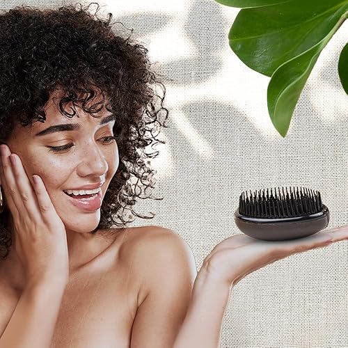 Miniatura 4 de Jovica Cepillo desenredante de café para cabello rizado y todo tipo de cabello, adecuado para uso húmedo y seco