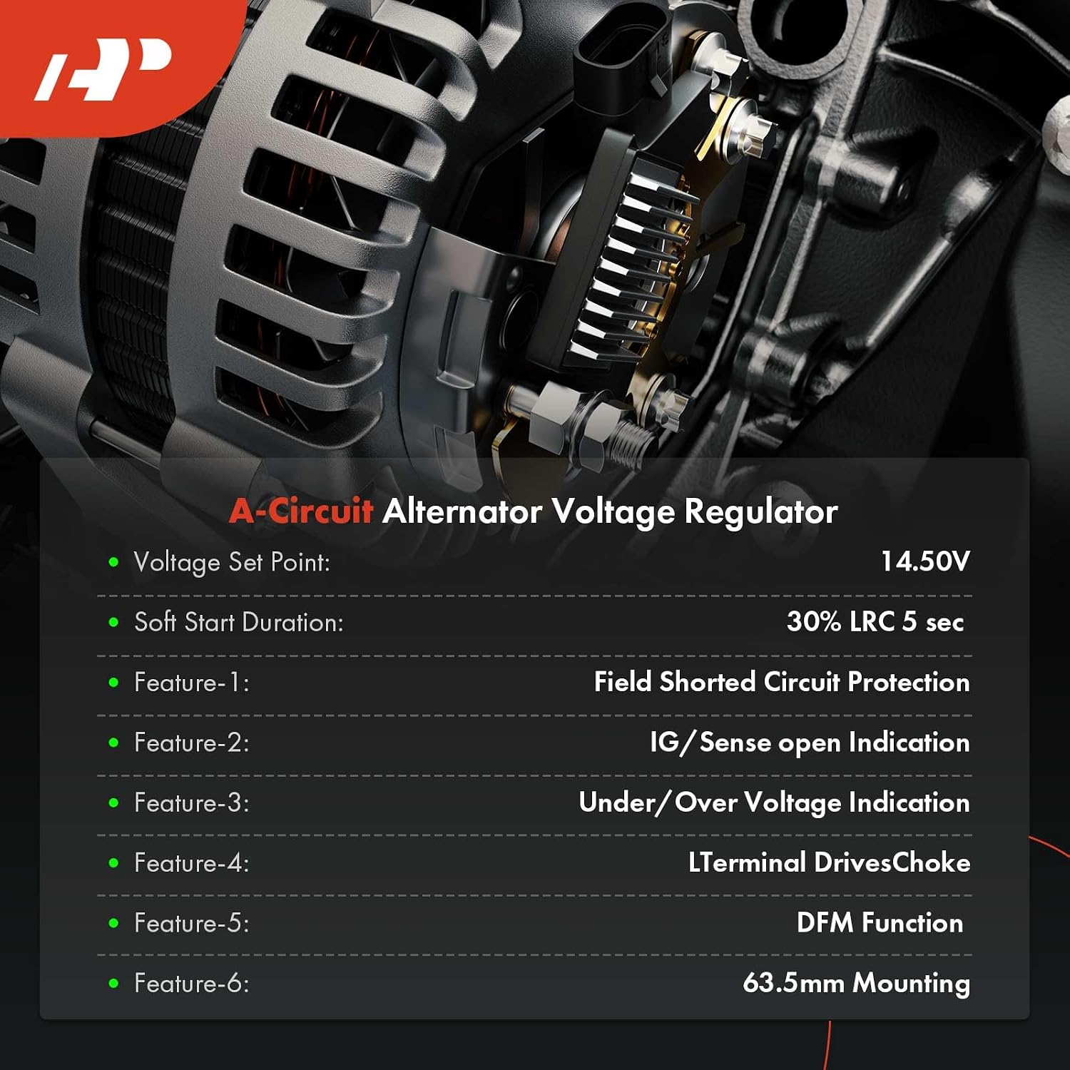 A-Premium Alternator Voltage Regulator Compatible with Honda Accord 1984-1989, Prelude 1985-1987 & Acura NSX 1991, Legend 1991-1995, 1.8L 2.0L 3.0L 3.2L, 14.5V A-Circuit 14.5 Vset