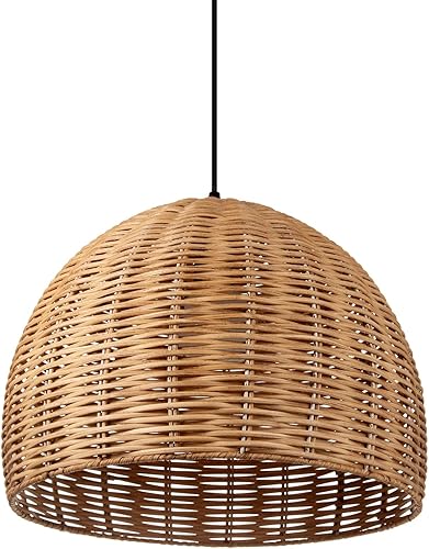 Arturesthome Lámpara colgante de ratán tejida a mano, 1 luz bohemia para colgar en el techo, lámpara costera de granja para isla de cocina, sala de disponible en Yaxa Peru