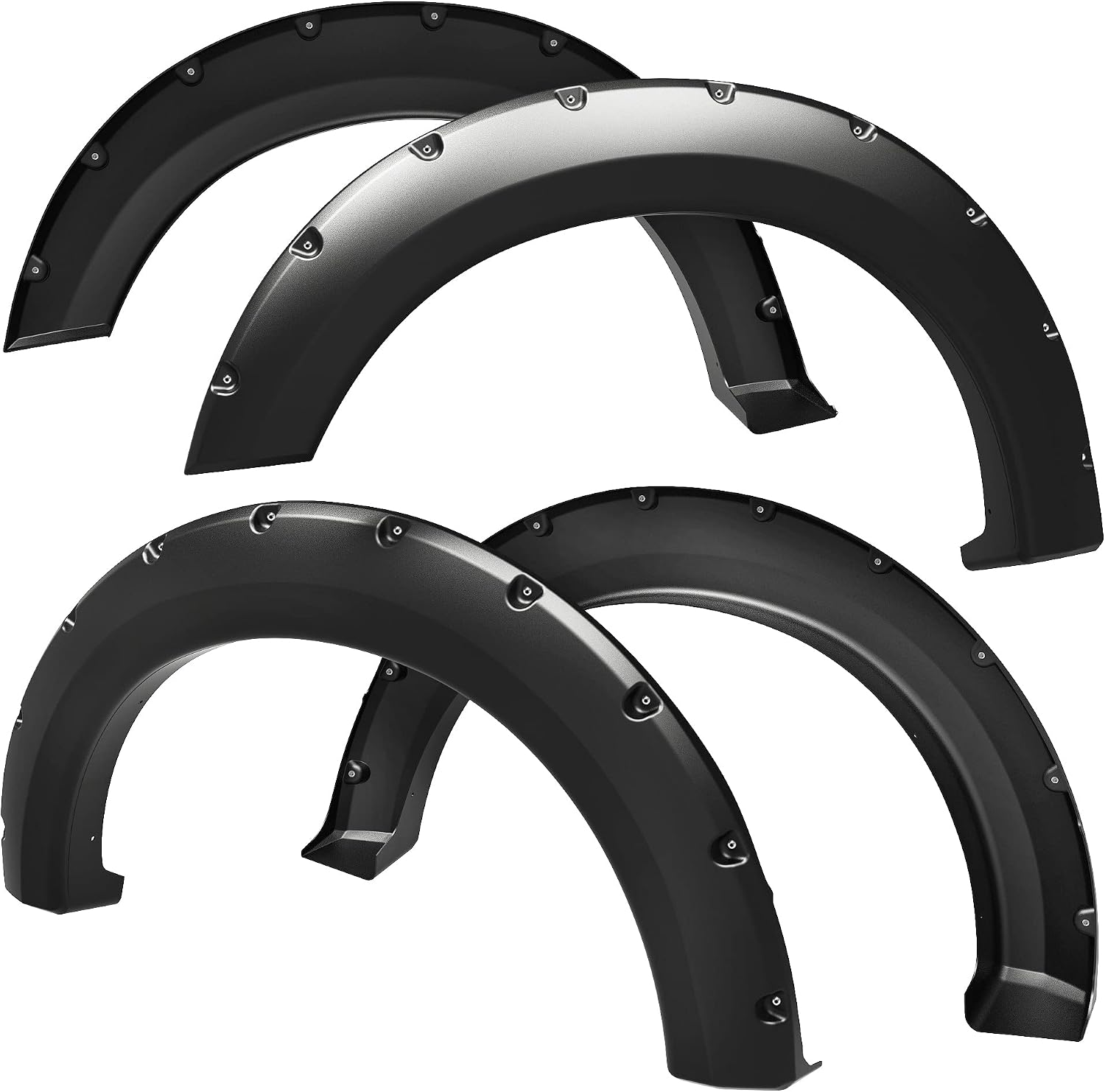 Tyger Auto Fender Flares Compatible with 2004-2008 Ford F-150 (Exclude Heritage); 2006-2008 Lincoln Mark LT Fleetside, Rough Textured Bolt-Riveted Style 4pc | TG-FF8F4017
