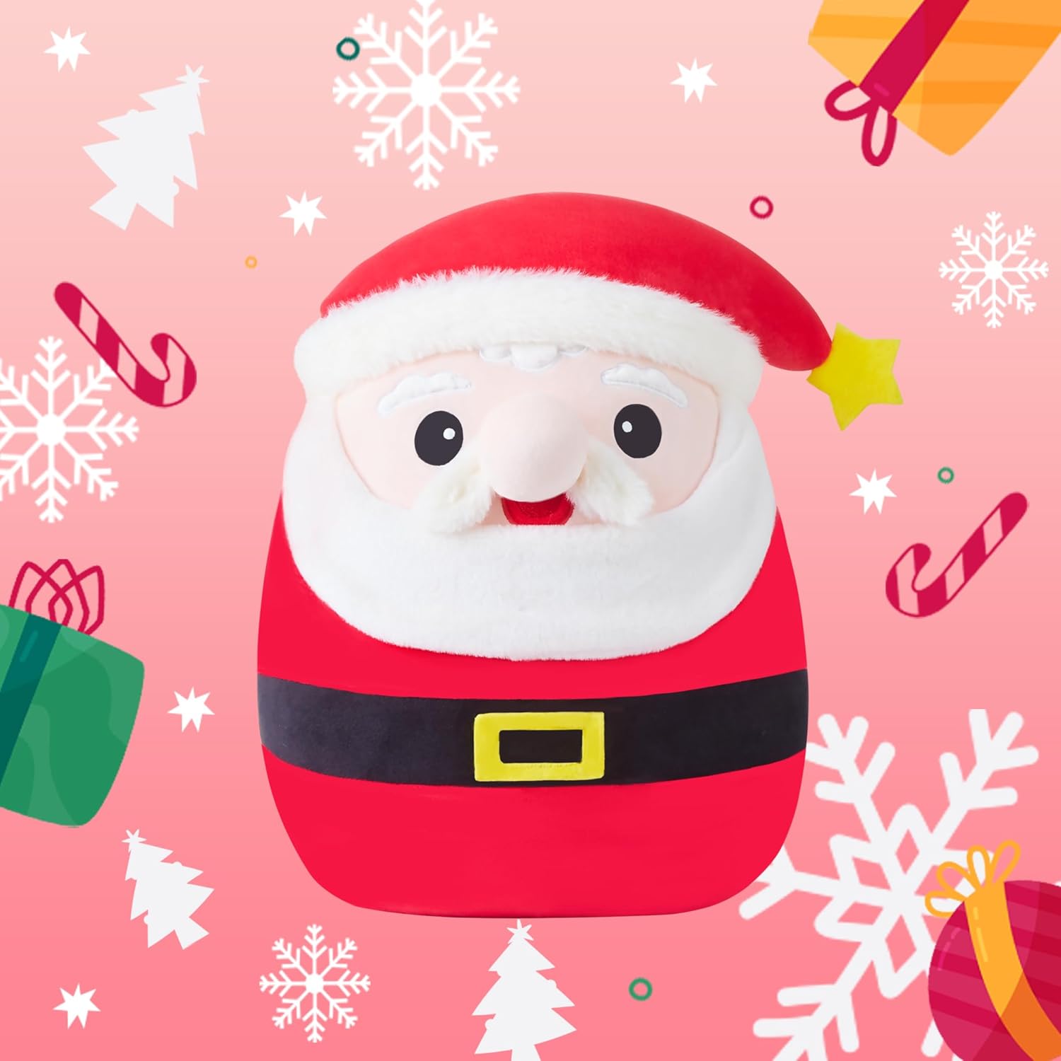 Large Christmas Santa Plush Pillow Stuffed Plush Toy,12" Big Size Cute Soft Toys Fat Kawaii Hugging Cuddle Plushie,Xmas Gift for Kids