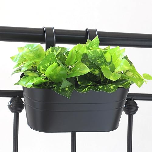 Miniatura 8 de Paquete de 4 macetas colgantes de hierro de metal para plantas al aire libre, macetas colgantes de valla de 11 pulgadas, cajas de ventana estilo