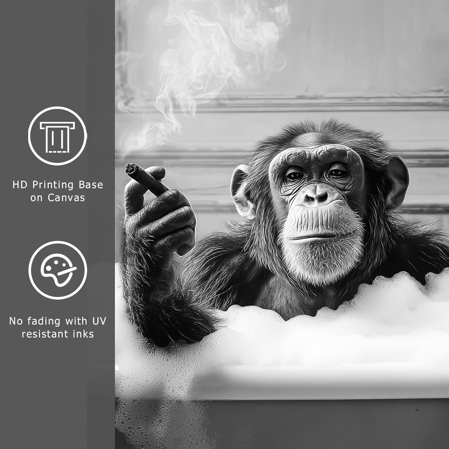 Zessonic Funny Animals Wall Art, 4 Pieces Black and White Wall Decor, Cute Animals Framed Pictures Wall Painting, Funny Bathroom Sign Artwork, Raccoon Prints Home Decor, 8x10inch