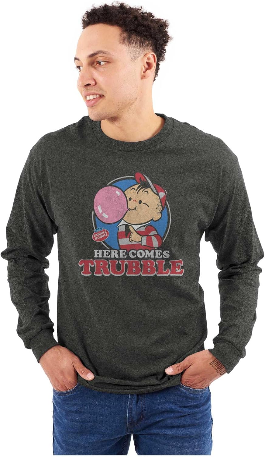 Vintage Dubble Bubble Here Comes Trouble Long Sleeve Tshirt Men Women
