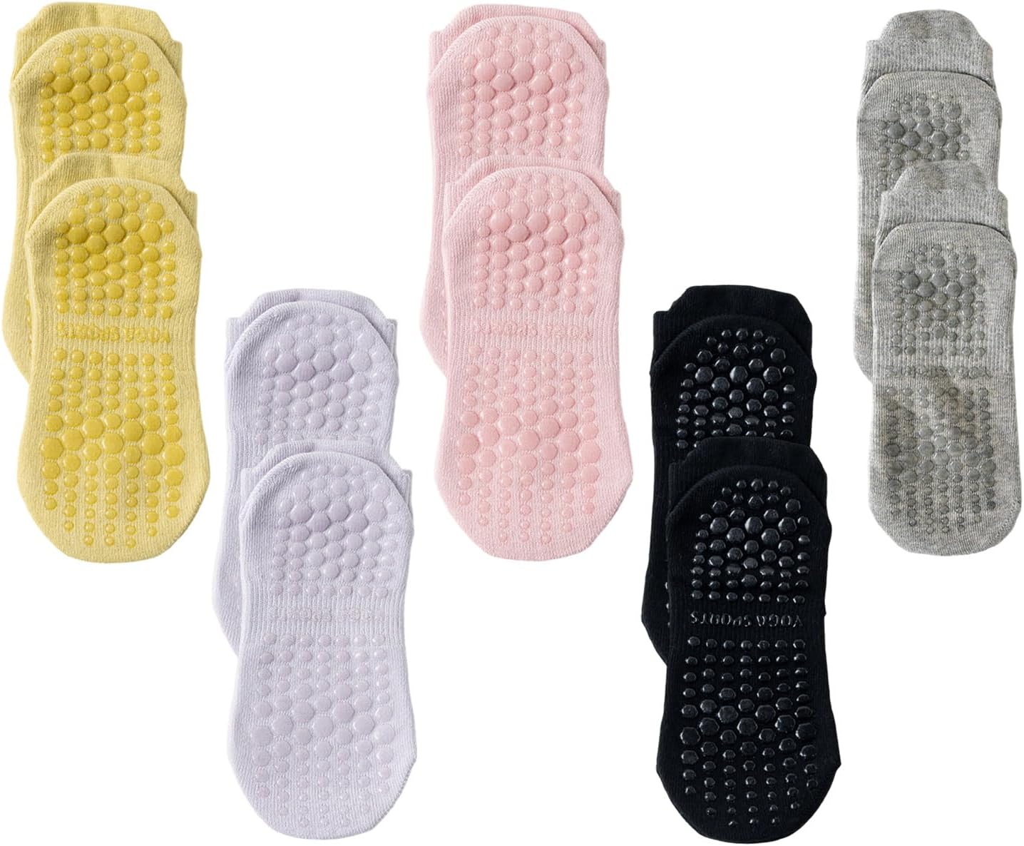 5 Pairs Pilates Socks Nonslip Trainer Sports Stylish Dance Sock Stopper Sock for Stability and Comfortable Stopper