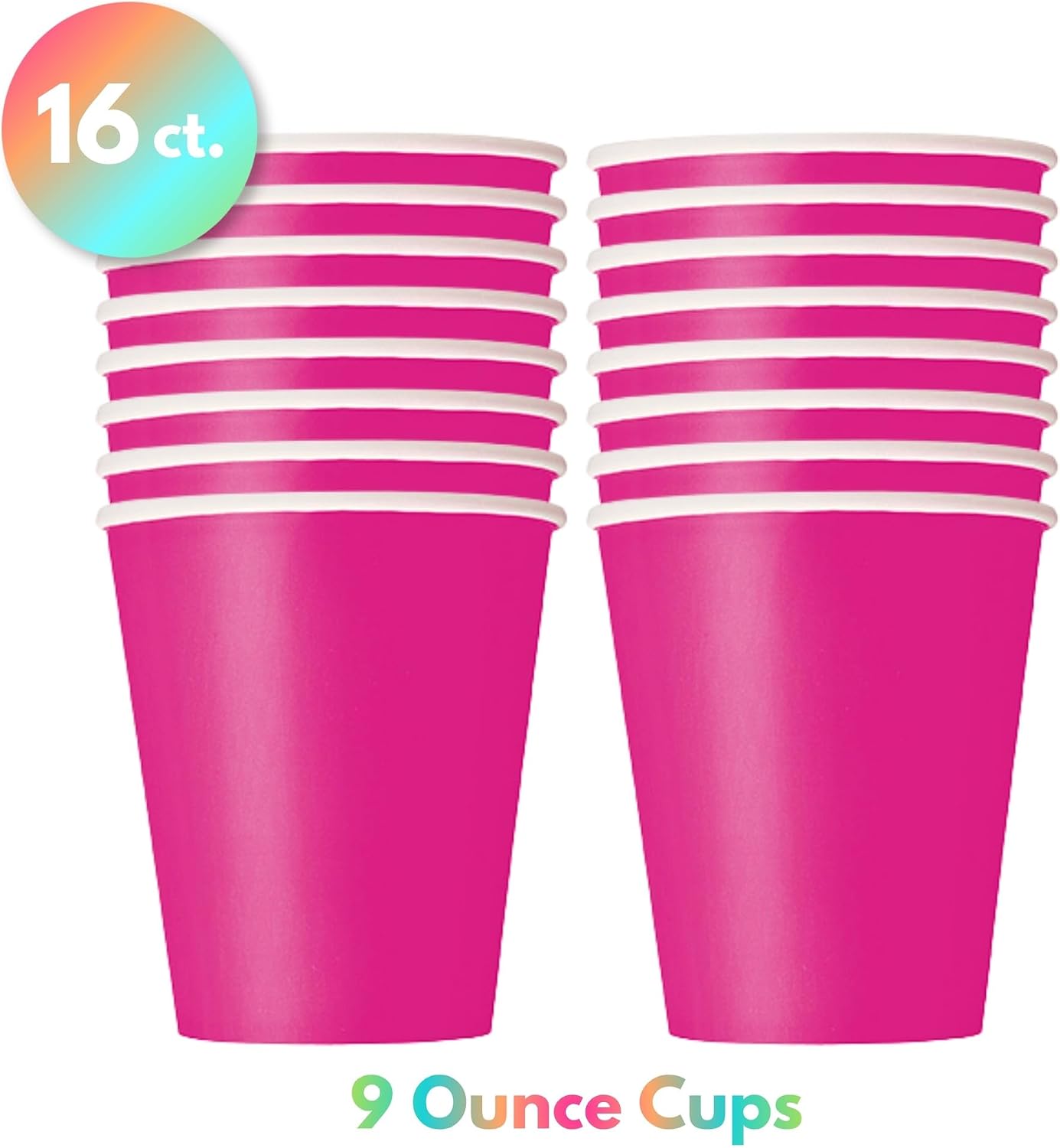 Live It Up! Party Supplies Wild Child Happy Birthday Animal Print Paper Dessert Plates, Napkins and Hot Pink Cups - Colorful Wild Animal Print (Serves 16)